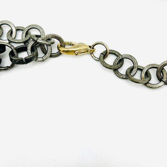 Vintage Y2K Multi-Tone Euro Coin Charm Layered Chain Necklace - Picture 7 of 8